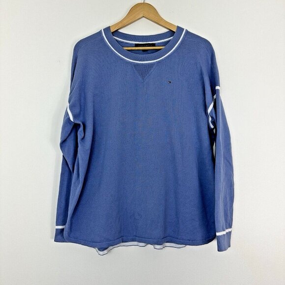 Tommy Hilfiger Womens Lightweight Pullover Sweater Medium Blue Round Hem - Picture 2 of 9